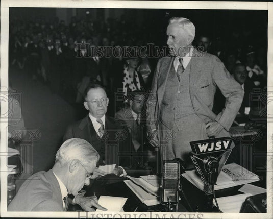 1934 Press Photo Dr William Wirt Hoosier School Teacher & 6 Federal Employees - Historic Images