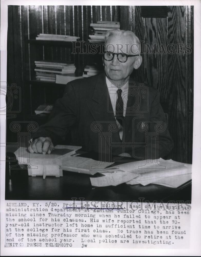 Professor Lee A. Wolford of Ashland Junior College 1955 Vintage