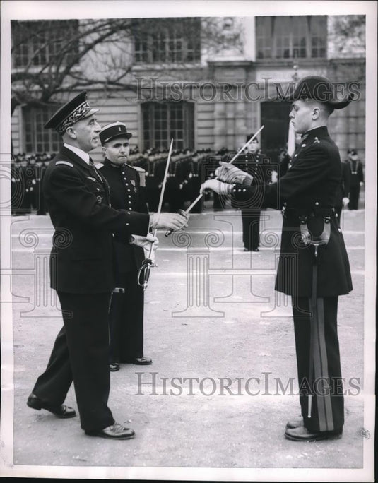 1954 Press Photo Paris, France Gen Leroy & Marcel Frossart Eddle Polytech - Historic Images
