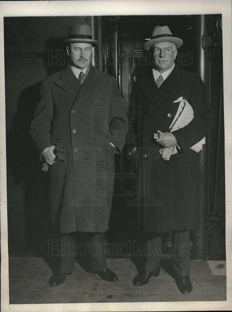 1932 Press Photo bankers Winthrop Aldrich &amp; Charles Mitchell deny credit to NYC - Historic Images