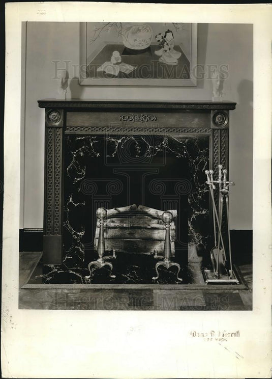 1936 Press Photo James McCreery New York Fireplace Designs - Historic Images