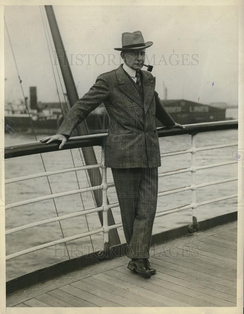 1929 Press Photo General Charles G. Dawes, Former Vice President of U.S. Sails - Historic Images