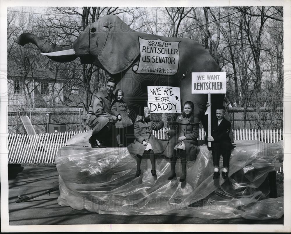 1960 Press Photo Lake Forest.Ill candidate Wm Rentschler &amp; children - Historic Images