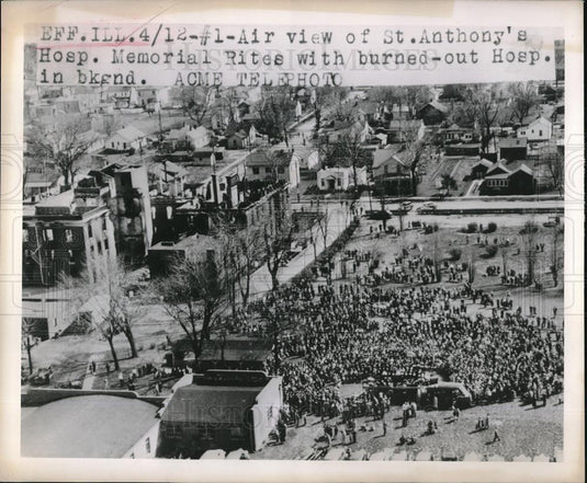 1949 Press Photo Air View Of St. Anthony's Hospital Memorial Rites - Historic Images