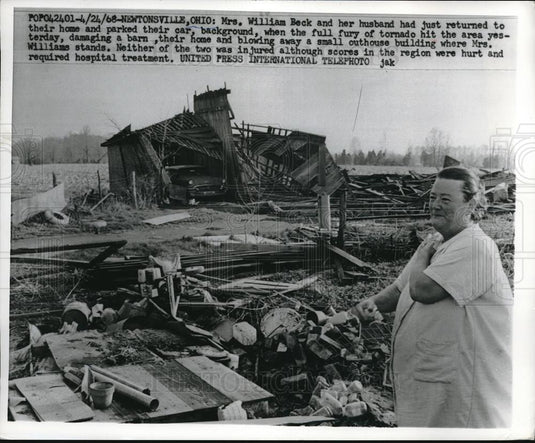 1968 Press Photo Mrs William Beck Home was Destroyed by Tornado in Southern Ohio - Historic Images
