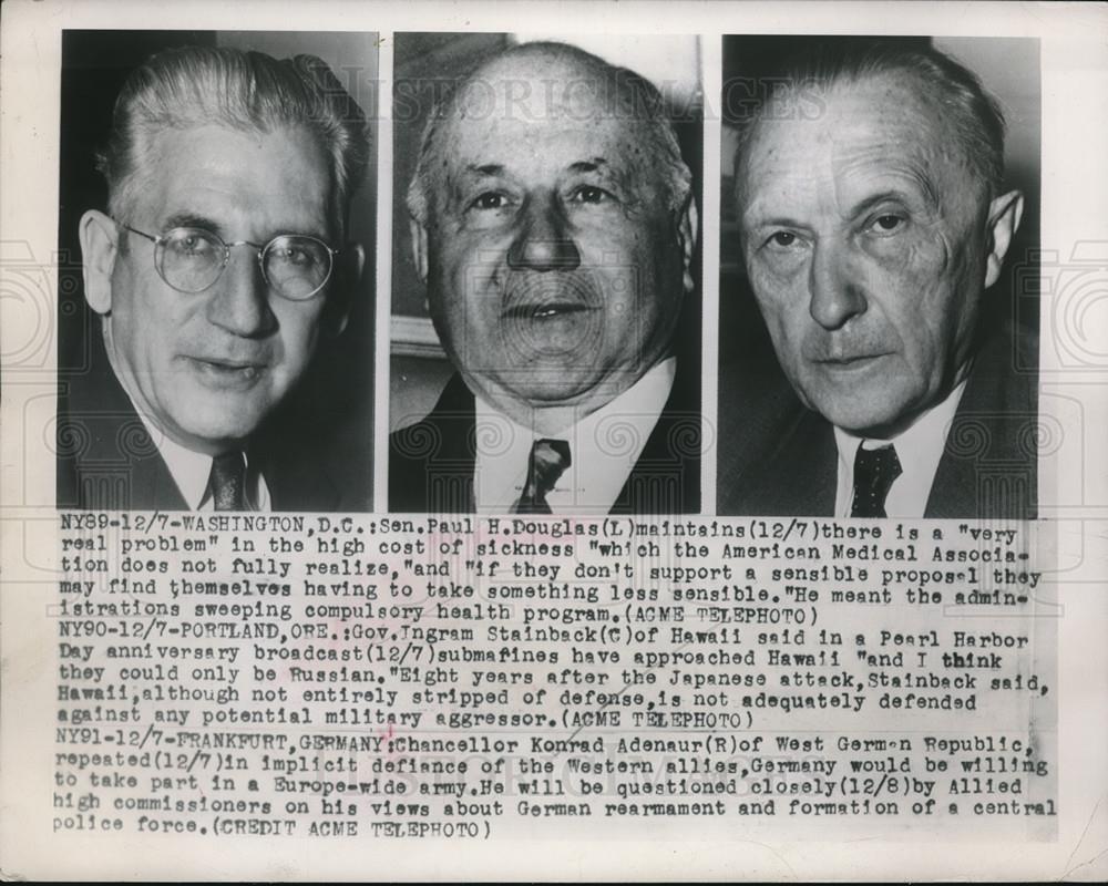 1949 Press Photo D.C. Sen Paul Douglas, Ill. Gov Ingram Stainback of Ore. - Historic Images