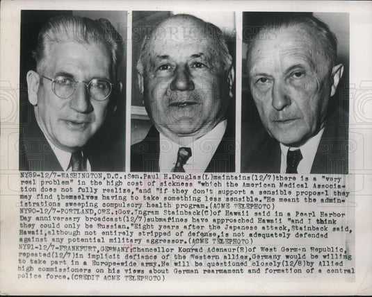 1949 Press Photo D.C. Sen Paul Douglas, Ill. Gov Ingram Stainback of Ore. - Historic Images