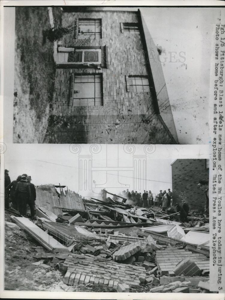 1951 Press Photo Pittsburgh, Pa blast damage at Wm Youles home explosion - Historic Images