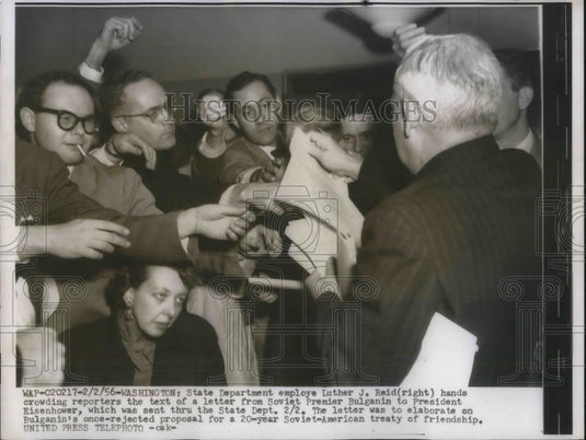 1956 Press Photo Soviet Premier Nikolai Bulganin & Luther Reid State Department - Historic Images