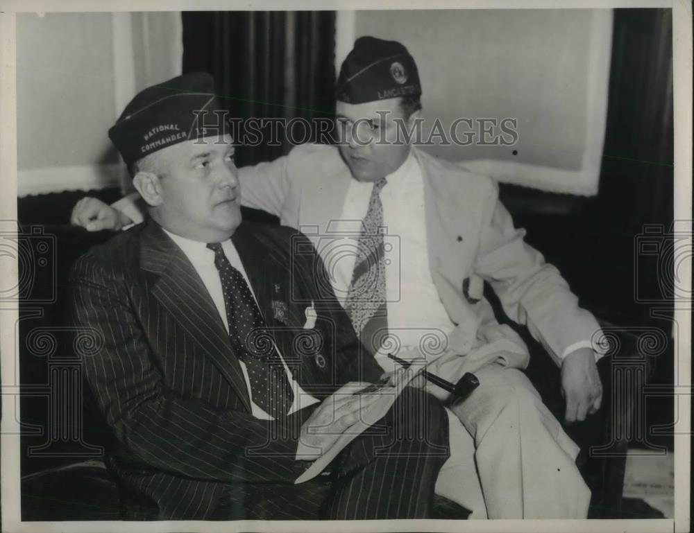 1933 Press Photo American Legion convention, Louis Johnson, Otto Messner - Historic Images