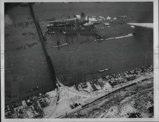 1936 Press Photo Aerial view of Duquense Light & Power plant at Bruns Island - Historic Images