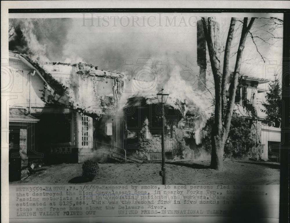 1959 Press Photo Zion Convalesent Home Destroyed By Fire - Historic Images
