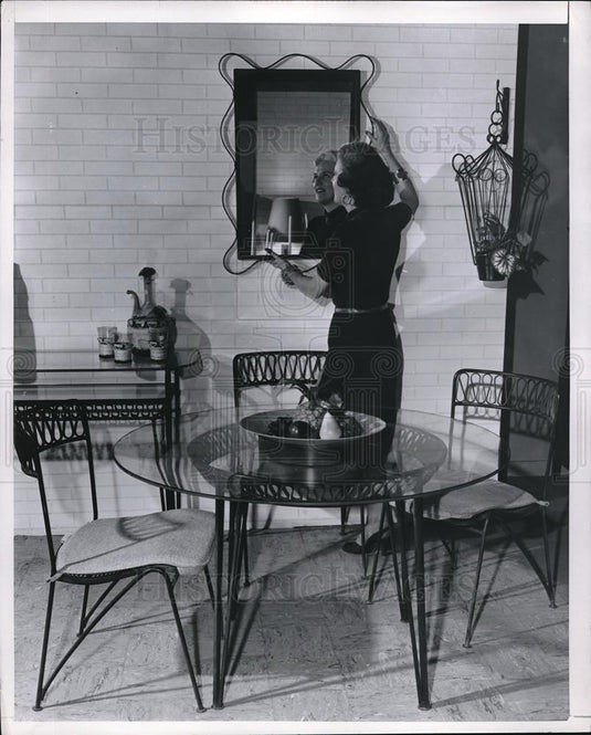 1955 Press Photo Vintage Home Designs Wall Decor And Tables - Historic Images