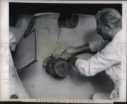 1962 Press Photo US Rubber Company, rocket sled testing in Calif. - Historic Images