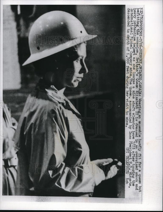 1959 Press Photo Britain's Queen Elizabeth II Touring International Nickel Compa - Historic Images