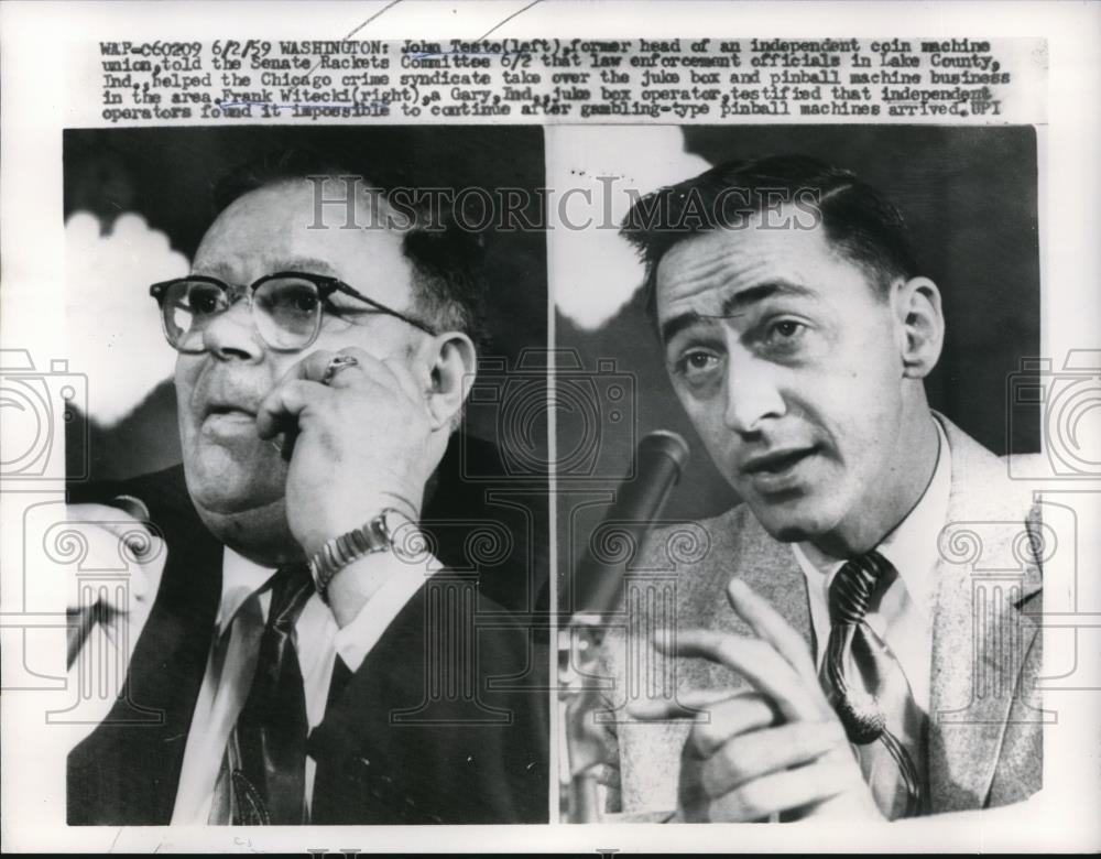 1959 Press Photo John Teste, Frank Witecki, Juke Box Operator - Historic Images