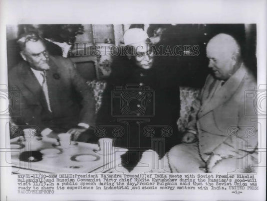 1955 Press Photo Soviet Premier Nikolai Bulganin & Communist Party Chief Khrushc - Historic Images