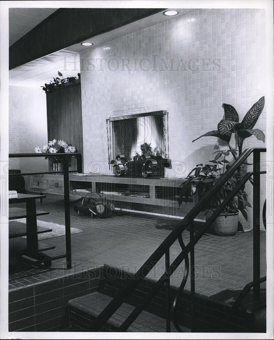 1958 Press Photo Fireplace Architecture Design Model - Historic Images