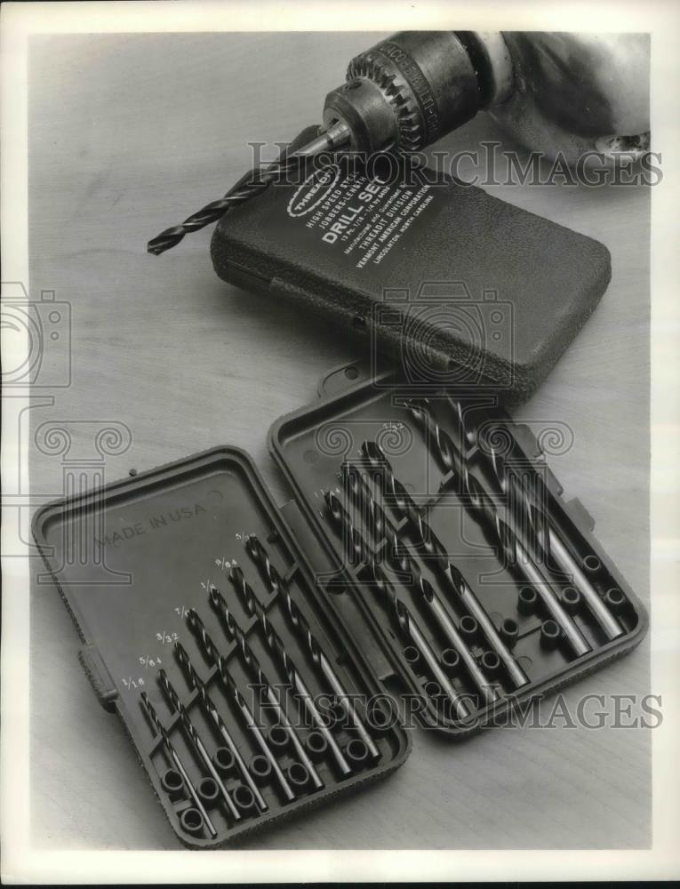 1963 Press Photo Threadit Drill Set with Storage Container - Historic Images