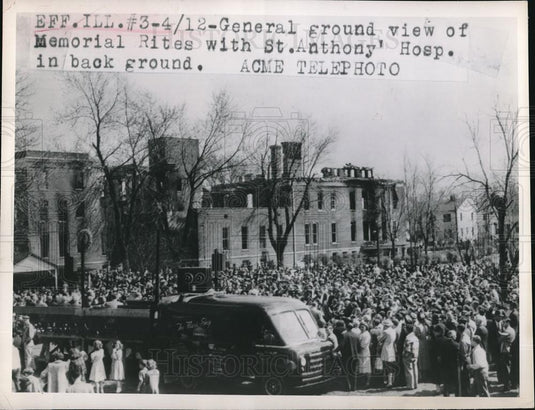 1949 Press Photo General View Of Memorial Rites With St. Anthony's Hospital - Historic Images