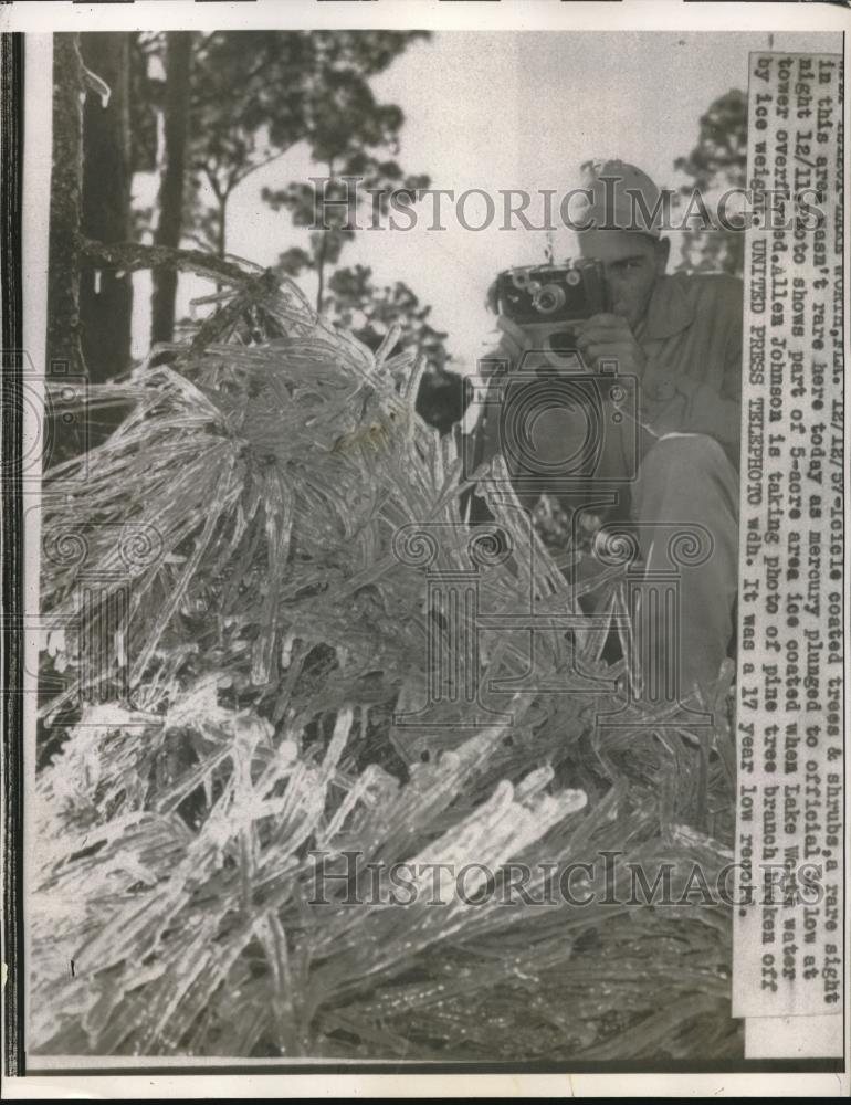 1957 Press Photo Lake Worth Florida Winter Weather Freezing - Historic Images