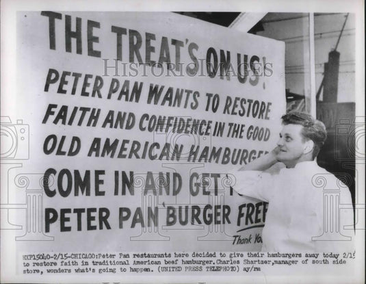 1952 Press Photo Peter Pan Restaurant Charles Shartzer - neb91628 - Historic Images