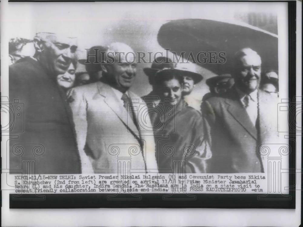 1955 Press Photo Soviet Premier Nikolai Bulganin &amp; Communist Leader Khrushchev - Historic Images