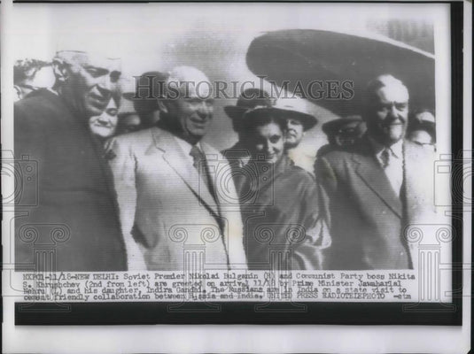 1955 Press Photo Soviet Premier Nikolai Bulganin & Communist Leader Khrushchev - Historic Images