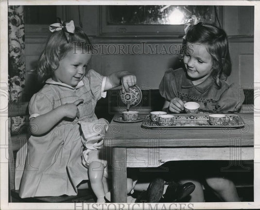 1948 Press Photo Children Playing Tea Party Toddlers - neb88715 - Historic Images