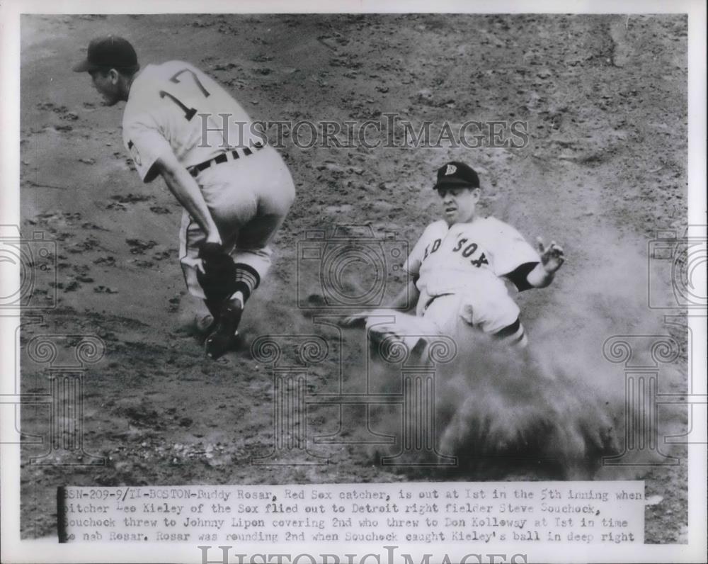 1951 Press Photo Buddy Rosar, Boston Red Sox, Don Kolloway, Detroit Tigers - Historic Images