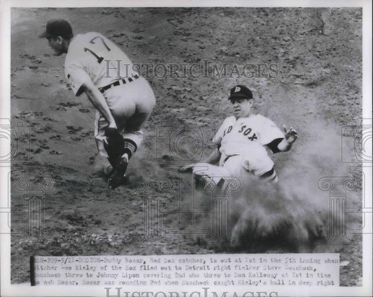 1951 Press Photo Buddy Rosar, Boston Red Sox, Don Kolloway, Detroit Tigers - Historic Images