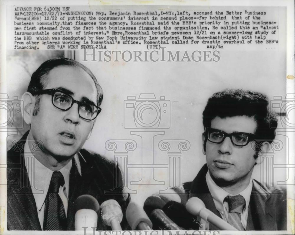 1971 Press Photo Rep. Benjamin Rosenthal &amp; NY Law Student Dean Rosenbach - Historic Images