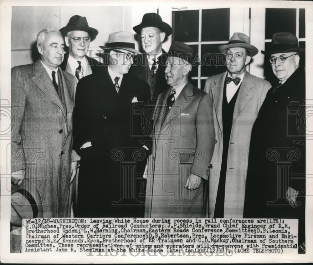 1950 Press Photo EO Hughes President Order of Railroad Conductors &amp; Officials - Historic Images