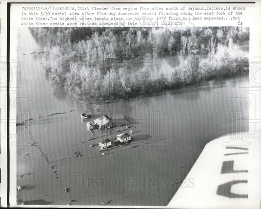 1961 Press Photo Indiana Flood Farm Region North of Seymour - Historic Images