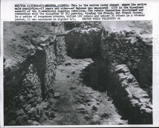 1957 Press Photo Melousa, Algeria street wher population was massacred - Historic Images