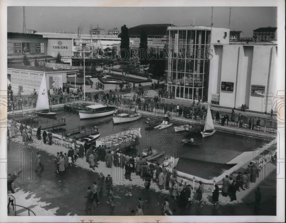 1953 Press Photo Artificial Lake at Milan&#39;s Fair City - neb90947 - Historic Images