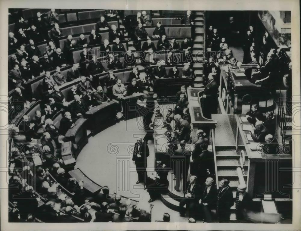 1936 Press Photo French Foreign Minister Pierre E Flandin ,Chamber of Deputies - Historic Images