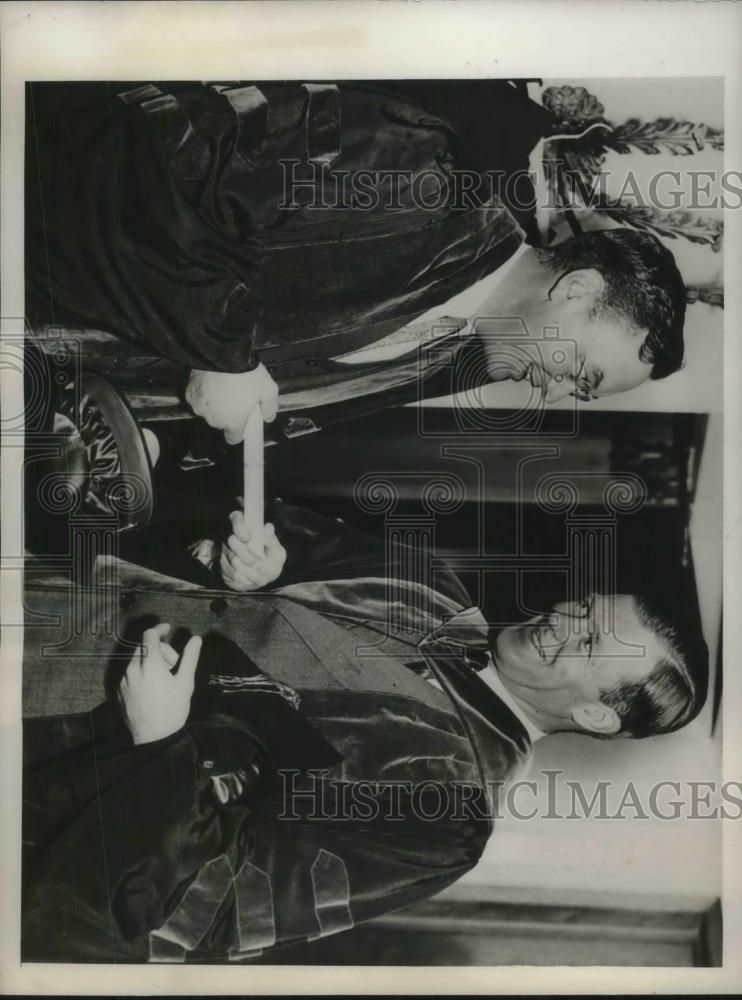 1936 Press Photo Political commentator Walter Lippman &amp; Dr Alan Valentine - Historic Images