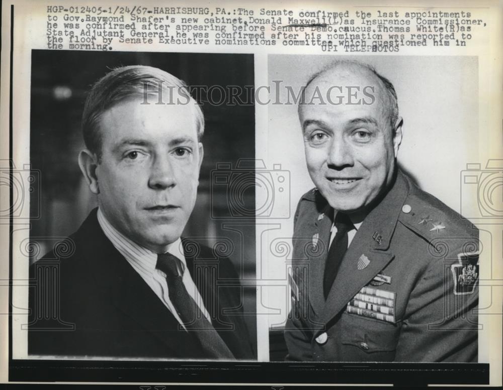 1967 Press Photo Donald Maxwell, Insurance Commissioner, Thomas White - Historic Images