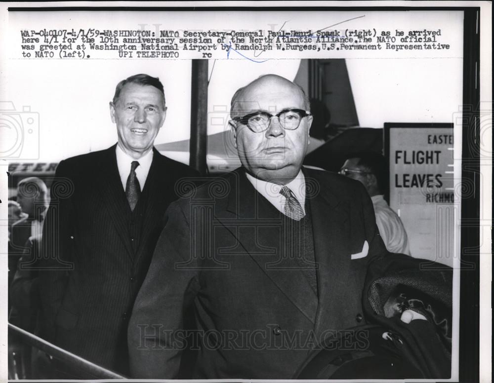 1959 Press Photo Nato Sec Gen. Paul Henri Spask Randolph Burgess - neb73216 - Historic Images