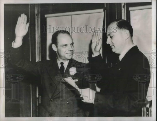1938 Press Photo Swearing In Ceremony with John Harlan Amen & John Bennett Jr - Historic Images