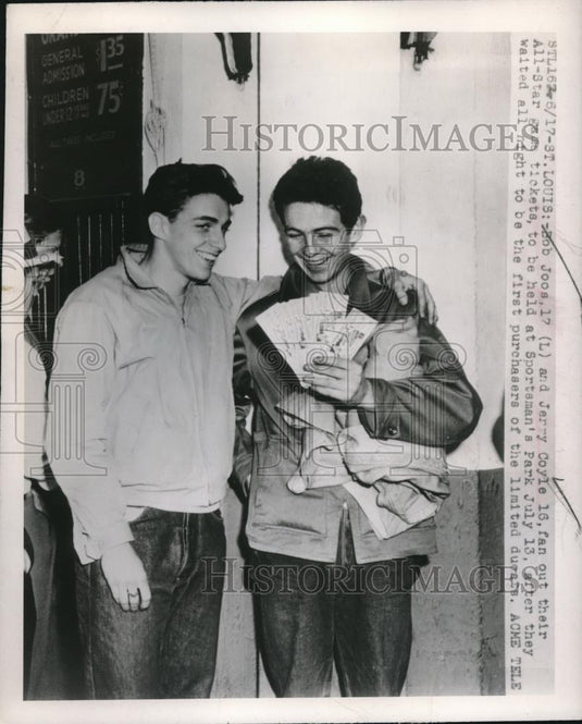 1948 Press Photo St Louis, Mo Bob Joos & Jewrry Coyle & All Star game tickets - Historic Images