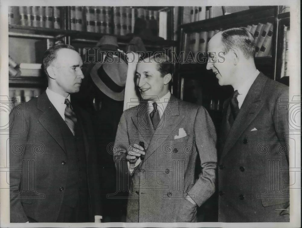 1935 Press Photo NJ Atty Gen David Wilentz, Joe Lanigan, Anthony Hauck - Historic Images