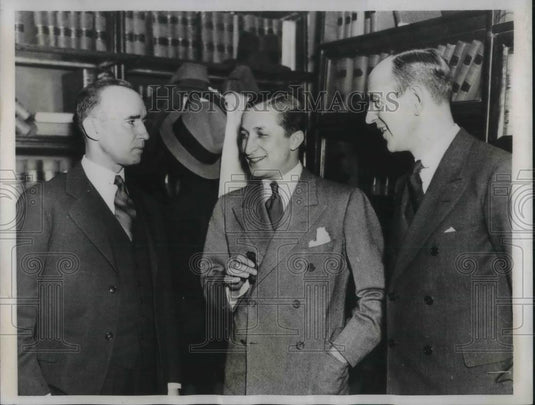 1935 Press Photo NJ Atty Gen David Wilentz, Joe Lanigan, Anthony Hauck - Historic Images