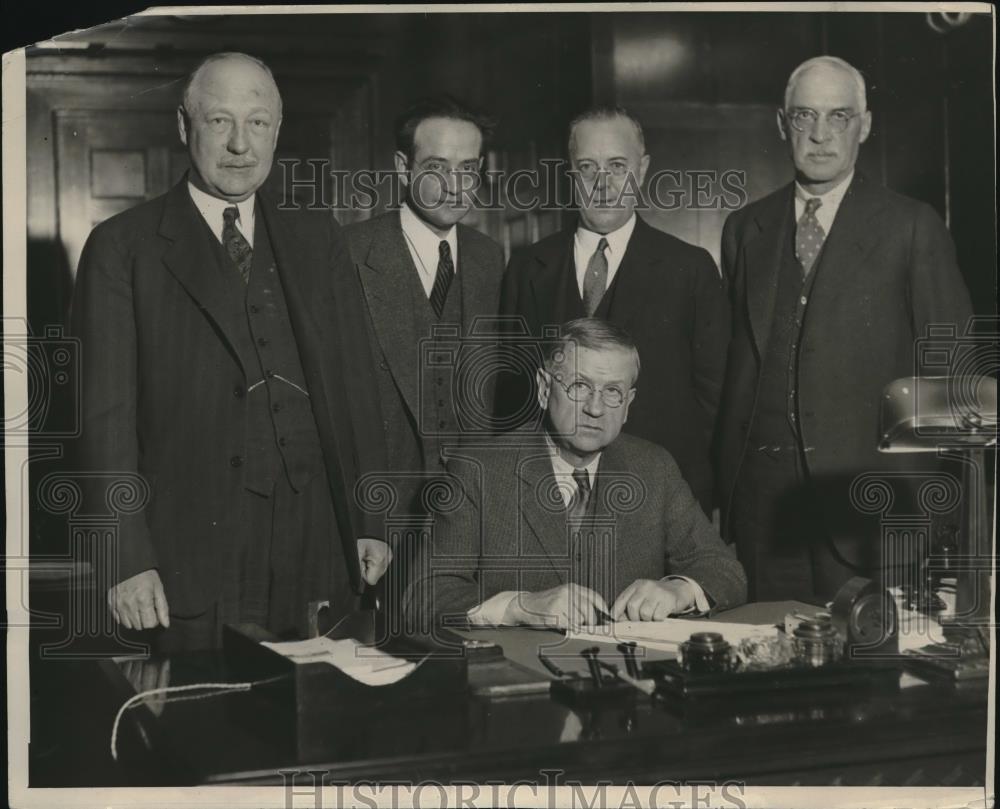 1934 Press Photo PA RR VP AJ County,BV Cohen,HL Lekes,HJ Hart,FC Wright of PWA - Historic Images