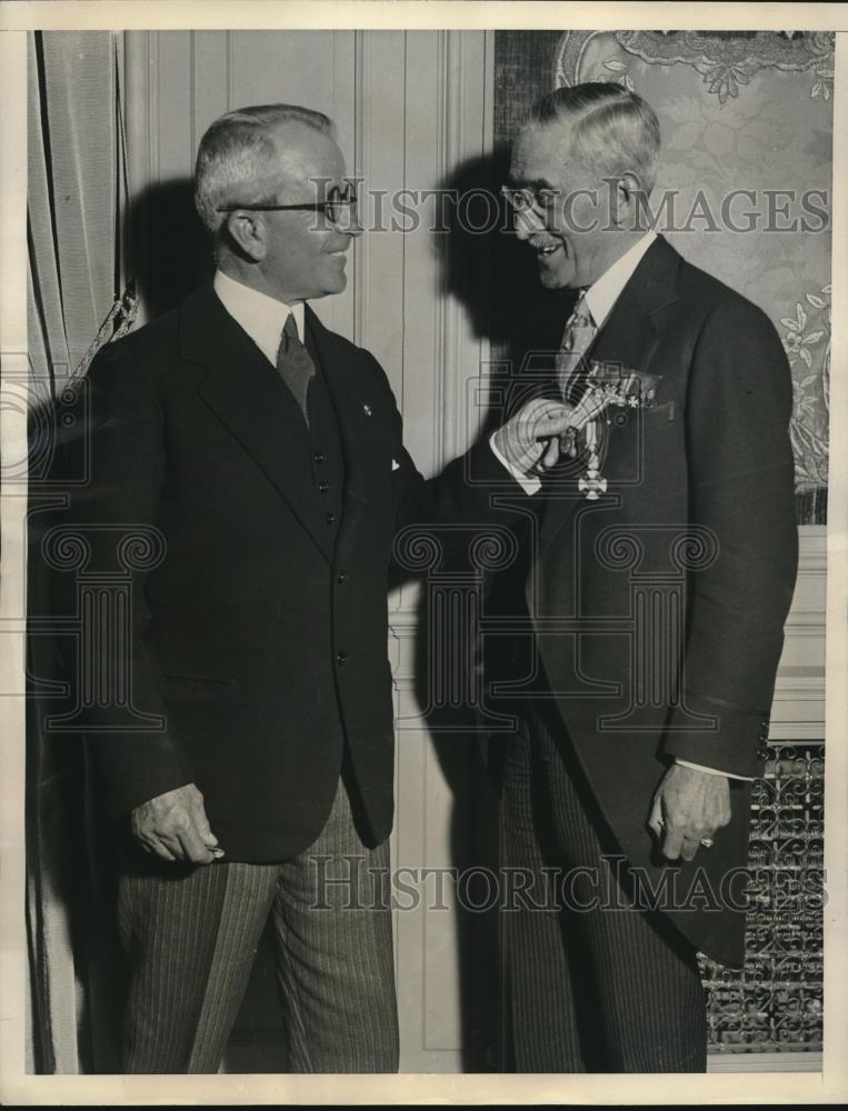 1932 Press Photo Italian Amb Giacolo De Martin &amp; Dr Geo Ryanm NY education board - Historic Images