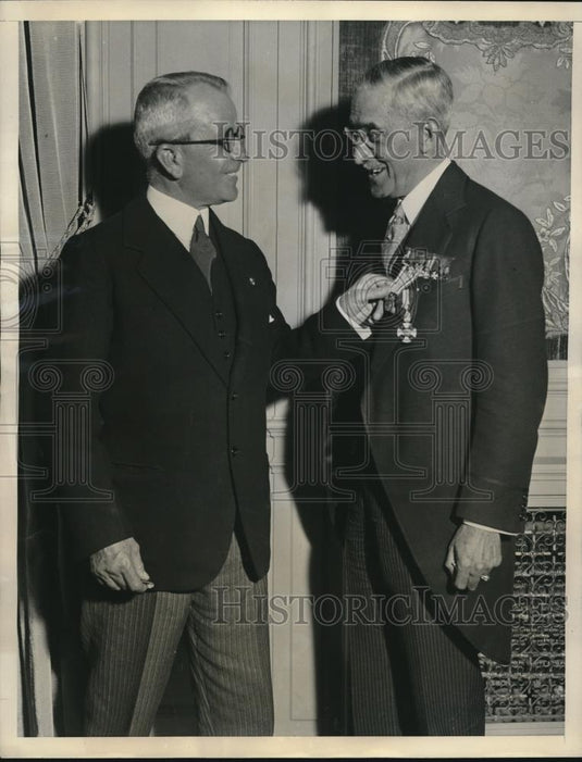 1932 Press Photo Italian Amb Giacolo De Martin & Dr Geo Ryanm NY education board - Historic Images