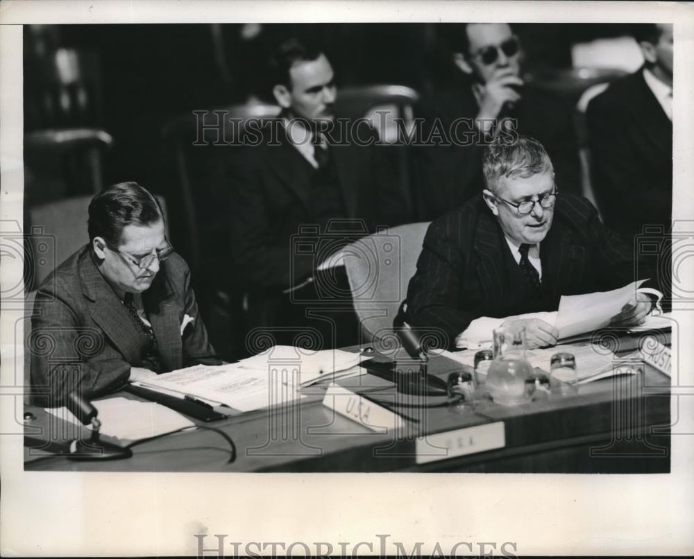 1946 Press Photo UN Security Council Herbert Evatt & American Delegate Johnson - Historic Images