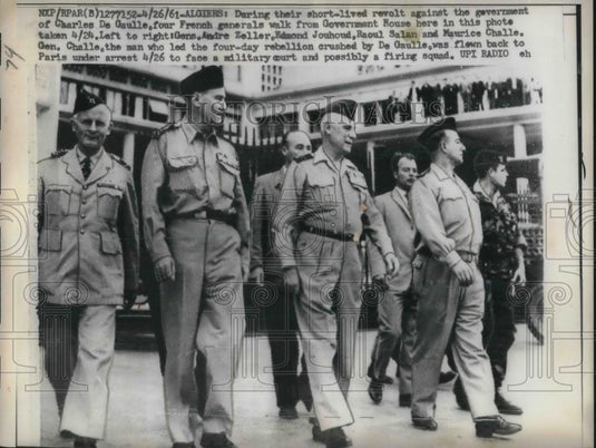 1961 Press Photo Short Lived Revolt Against Charles De Gaulle French Government - Historic Images
