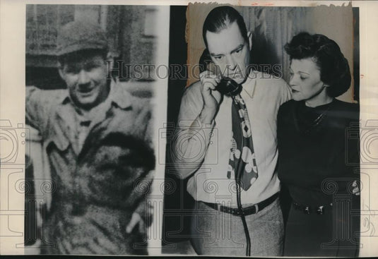 1949 Press Photo Mr. & Mrs. Franciso Dobson Receive Telephone Condolence - Historic Images